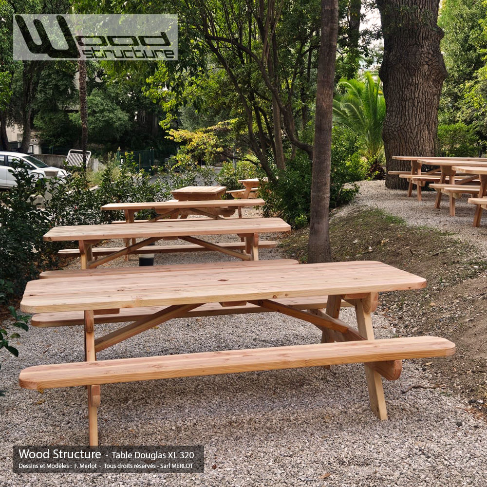 Table pique-nique XL 320 Douglas - TXLD320 - Wood-Structure - Fabriqué en France Val de Loire Touraine par la Sarl MERLOT 37