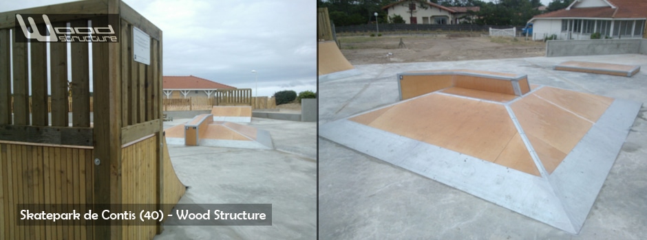 Skatepark de Contis - Module skate et rampe - Wood Structure - Fabricant de Skatepark depuis 1990