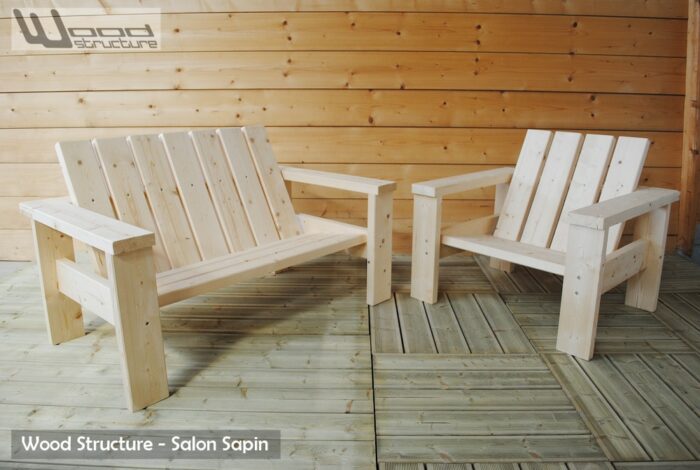 Salon de Jardin en sapin du nord - Design Wood Structure - Mobilier de jardin en kit - Skatepark - Charpente - Richelieu - France