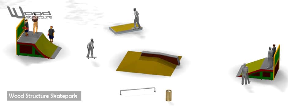 Module Skate Street Skatepark - Roller - Bmx - Trottinette - Wood Structure - Fabricant de Skatepark depuis 1990 - Module et Rampe Skate Privé et Public