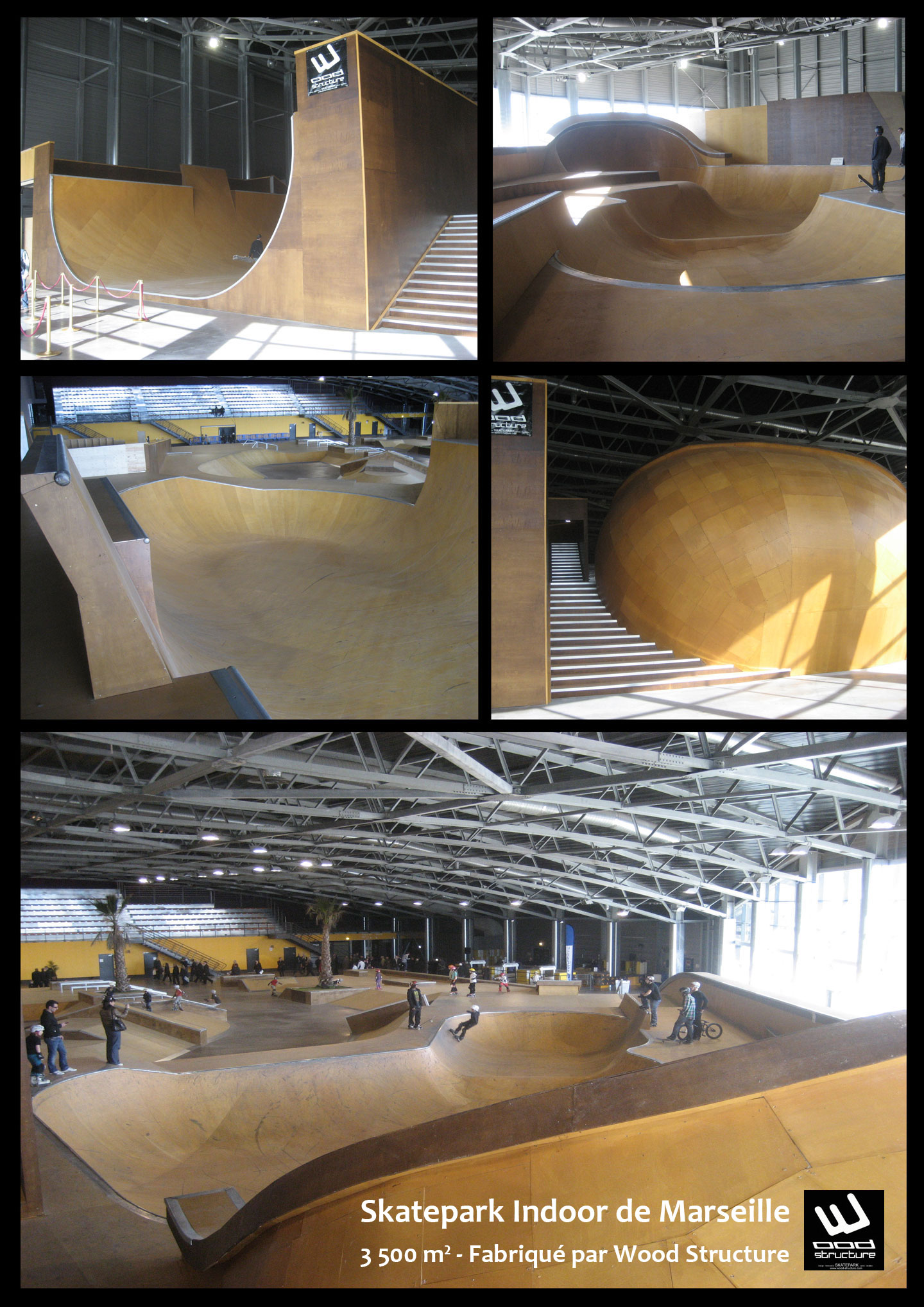 Palais de la Glisse - Skatepark indoor de Marseille - Wood Structure - Fabricant de Skatepark depuis 1990