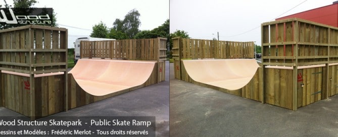 Rampe Skate au Skatepark de Guichen (35) - Par Wood Structure Concepteur et fabricant de Skatepark depuis 1990