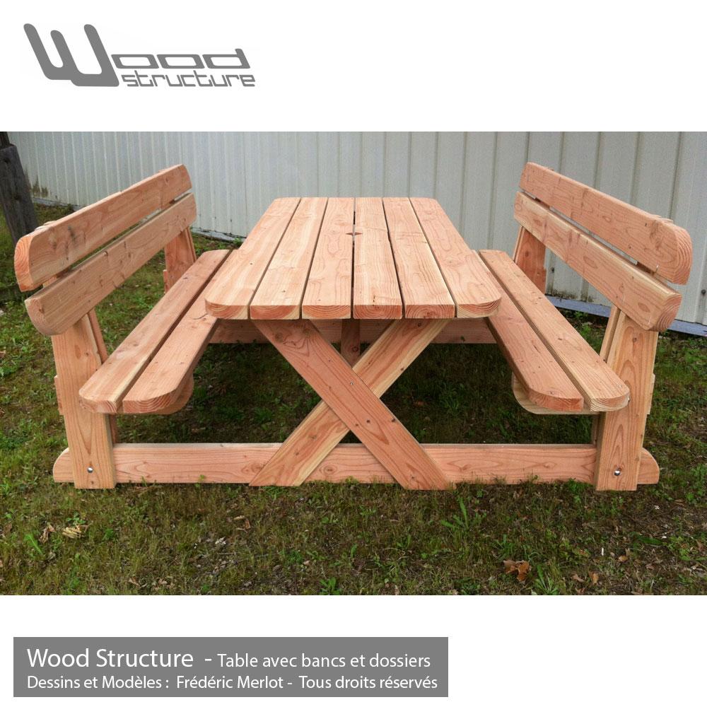 Table Avec Bancs Et Dossiers Table De Jardin Wood Structure