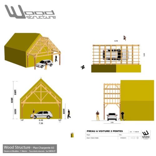 Plan de Charpente pour déclaration préalable de travaux - Wood Structure - Bureau d'étude Construction Bois