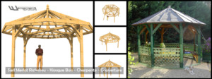 Kiosque bois 8 pans - Wood Structure Charpente bois - Kiosque - Pergola - Tonnelle - Aménagement Bois Sur-Mesure - Fabriqué par Sarl Merlot à Richelieu (37) Région Centre Val de Loire - France