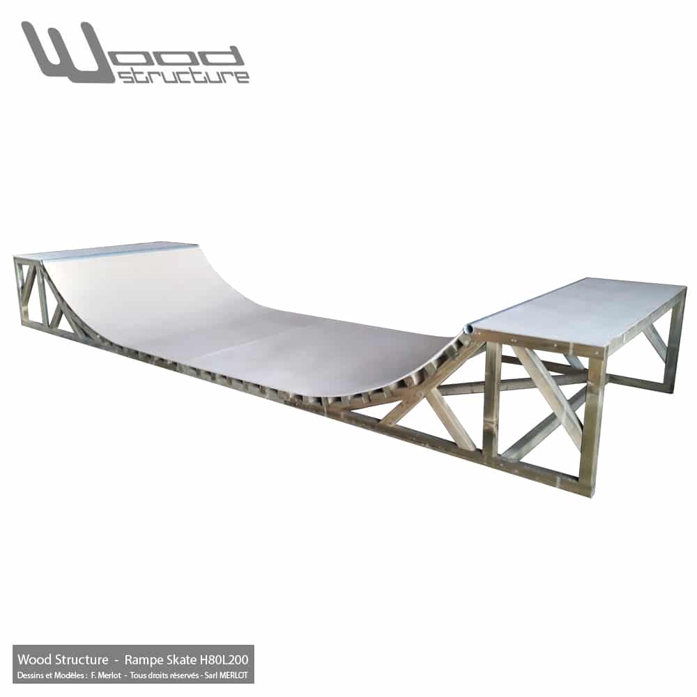 Mini Rampe skate H80L200 - Design Wood Structure 