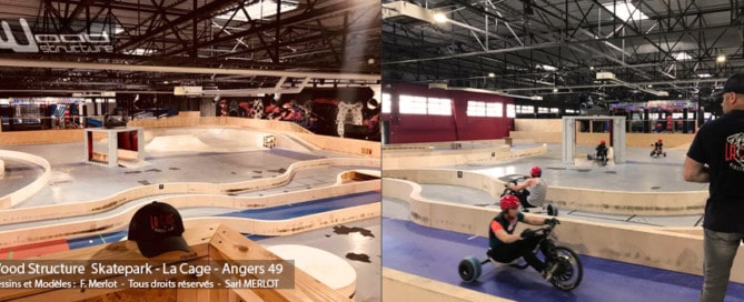 Skatepark Indoor Drift Trike Kart Tricycle - Aménagement Bois - LA CAGE - Angers - 49 -Wood Structure Skatepark