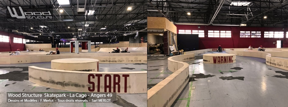 Skatepark Indoor Drift Trike Kart Tricycle - Aménagement Bois - LA CAGE - Angers - 49 -Wood Structure Skatepark