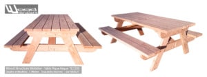 Table pique-nique Bois TLD200 - Table Picnic en Sapin Douglas - Fabriquée en France par la Sarl Merlot & Wood Structure - Fauteuil - Banc - Salon de Jardin