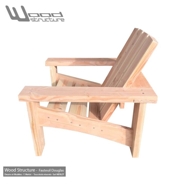 Fauteuil Douglas - Design Wood Structure - Fauteuil Banc - Table - Mobilier bois et Salon de Jardin - Fabriqué en France par la Sarl Merlot