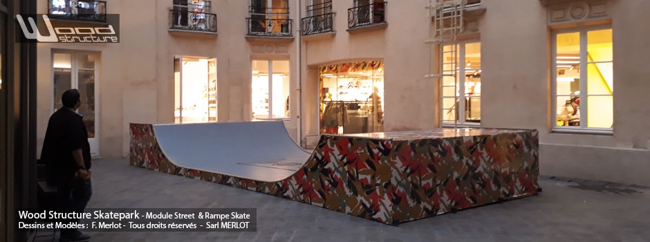 Evénement de la marque Element Brand chez Nous Concept Store - Mini Rampe Skate installée par Wood Structure et la Sarl MERLOT Richelieu (37) - Concepteur et fabricant de Skatepark depuis 1990