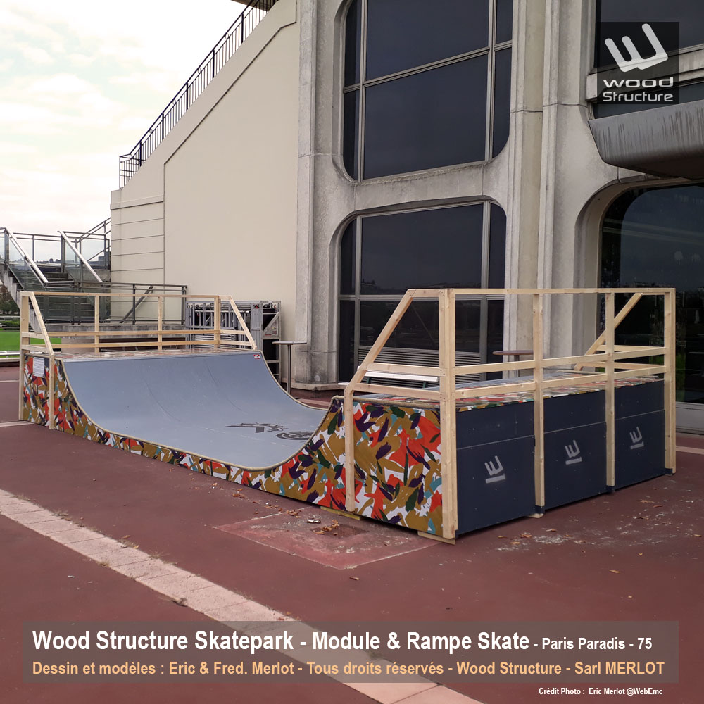 Mini Rampe Skate pour le festival Paris Paradis organisé par le quotidien Le Parisien - Septembre 2019 - Wood Structure Skatepark - Sarl Merlot