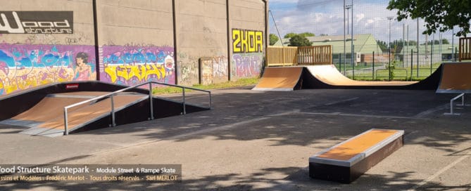 Skatepark de Lesquin (59) - Nord - Hauts-de-France - Modules de Skatepark - Fabriqué par Wood Structure et la Sarl MERLOT Richelieu (37) - Concepteur et fabricant de Skatepark depuis 1990
