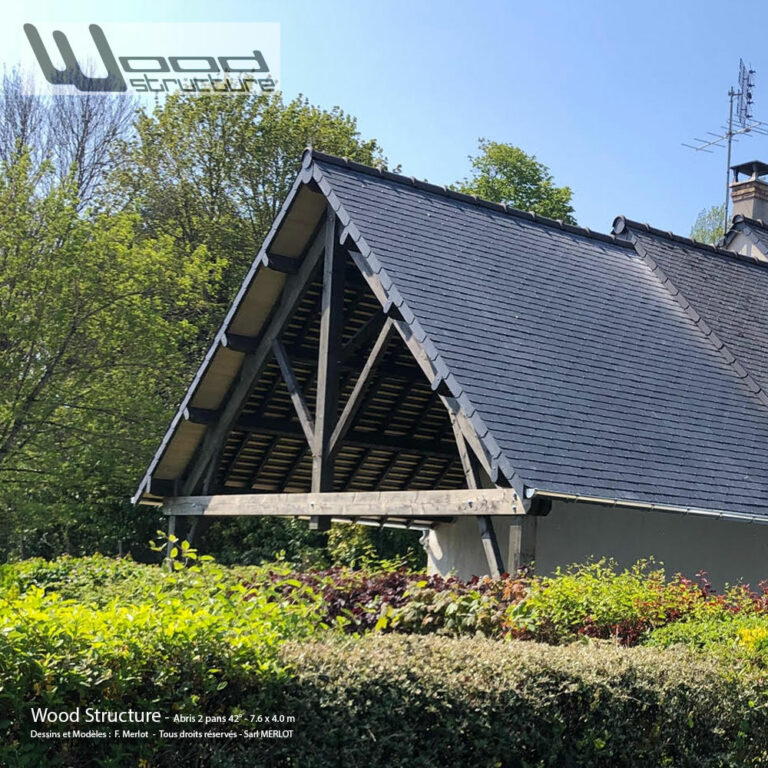 Abri 2 Pans Charpente Bois - Kit Charpente Bois - Wood Structure