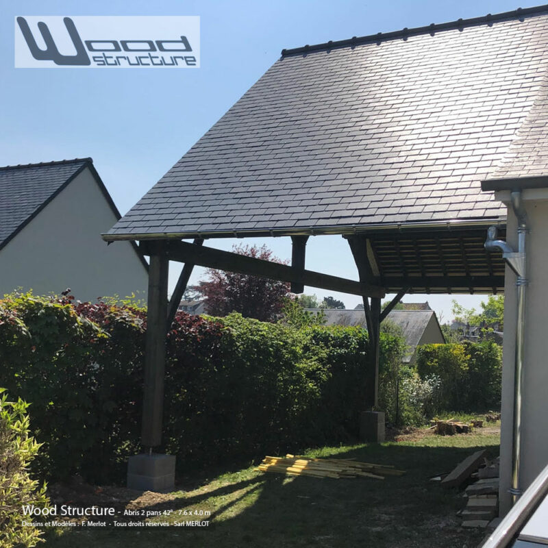 Abri 2 Pans Charpente Bois - Kit Charpente Bois - Wood Structure
