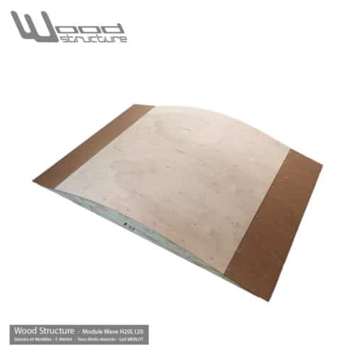 Wave Skate Rampe H20L120 - Module Skate - Quarter Rampe roller bmx trottinette - Kit prêt à monter - Wood Structure - Fabricant de Skatepark depuis 1990