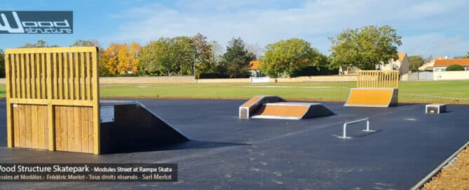 Skatepark de Chabournay - Vienne (86)- Centre-Ouest de la France - Région Nouvelle-Aquitaine - Module et Rampe de Skatepark - Fabriqué par Wood Structure et la Sarl MERLOT Richelieu (37) - Concepteur et fabricant de Skatepark depuis 1990