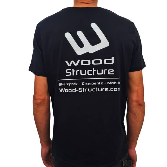 Tee-Shirt Logo - Wood-Structure - Coton Bio - Skatepark - Charpente - Mobilier