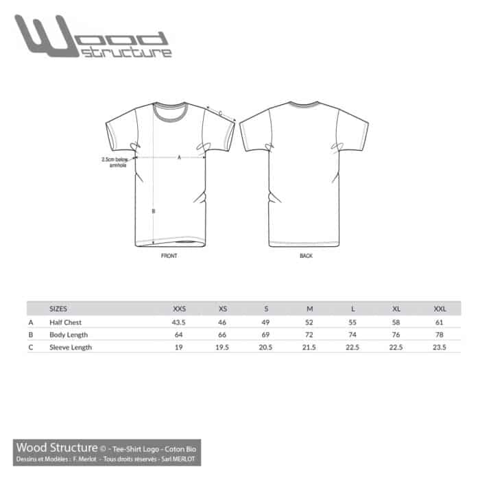 Tee-Shirt Logo Wood-Structure - Coton Bio - Skatepark - Charpente - Mobilier