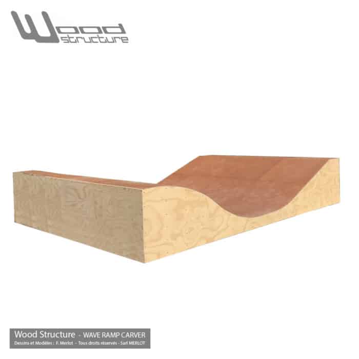 Wave Ramp Carver -Kit Rampe Surf Skate H90L240 Rampe Surfskate - Kit prêt à monter - Wood Structure - Fabricant de Skatepark depuis 1990