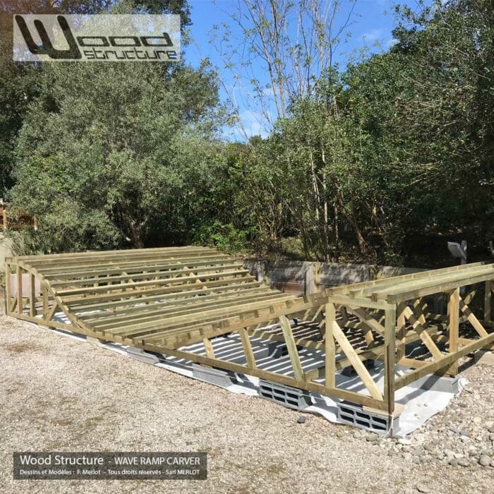 Wave Ramp Carver -Kit Rampe Surf Skate H90L240 Rampe Surfskate - Kit prêt à monter - Wood Structure - Fabricant de Skatepark depuis 1990
