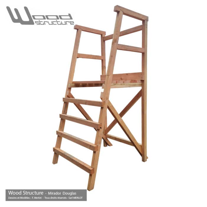 Mirador Douglas - Wood Structure - kit mirador avec fourniture et plan - Fabriqué en France par la Sarl MERLOT à RICHELIEU (37) Centre Val de Loire - Mirador de chasse ou autre observation de la nature