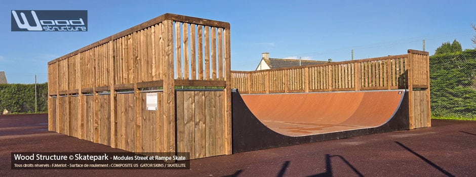 Rampe H120L850 - Skatepark de Les Pieux - La Manche - Normandie - Cotentin - Fabriquée par Wood Structure et la Sarl MERLOT Richelieu (37) Concepteur et fabricant de Skatepark depuis 1990