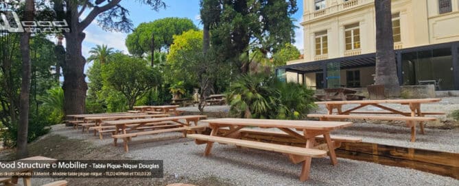 Table pique-nique pour lieu public et collectivités - Table Douglas TLD220 - TLD240 PMR - TXLD320 - Wood-Structure - Fabriqué en France Val de Loire Touraine par la Sarl MERLOT 37