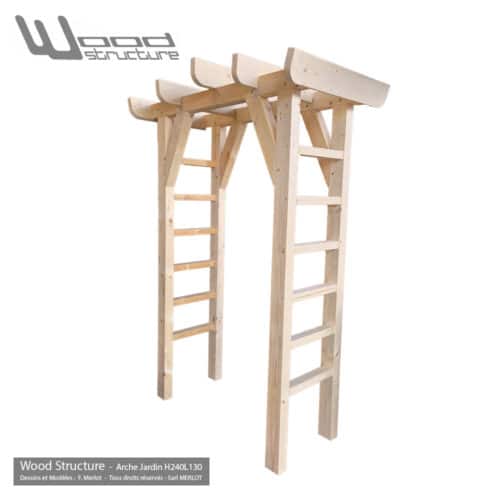 Arche de jardin - 2.40 x 1.30 m - Kit Charpente bois - Wood Structure - Arche de jardin en sapin du nord - Livrée en kit avec fourniture et plan de montage - Fabriqué en France à Richelieu - Indre-et-Loire - Touraine - Région Centre Val de Loire