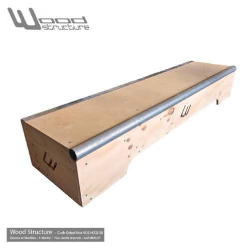 Curb Grind Box avec coping V02 H32L50 pour Skateboard Roller Bmx Trottinette - Wood Structure Skatepark
