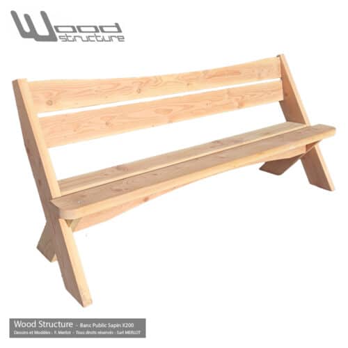 Banc Public en Sapin Douglas X200 - Salon de Jardin - Mobilier bois - Banc Public Douglas - Fabriqué en France par la Sarl Merlot & Wood Structure - Richelieu - France