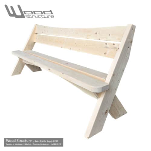 Banc Public en Sapin du Nord X200 - Salon de Jardin - Mobilier bois - Banc Public Douglas - Fabriqué en France par la Sarl Merlot & Wood Structure - Richelieu - France