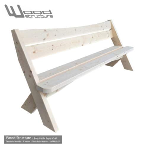 Banc Public en Sapin du Nord X200 - Salon de Jardin - Mobilier bois - Banc Public Douglas - Fabriqué en France par la Sarl Merlot & Wood Structure - Richelieu - France