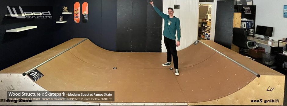 Mini-Rampe transportable - Riding Zone TV - Skateboard - Roller - Trottinette freestyle - Fabriquée par Wood Structure et la Sarl MERLOT Richelieu (37) Concepteur et fabricant de Skatepark depuis 1990