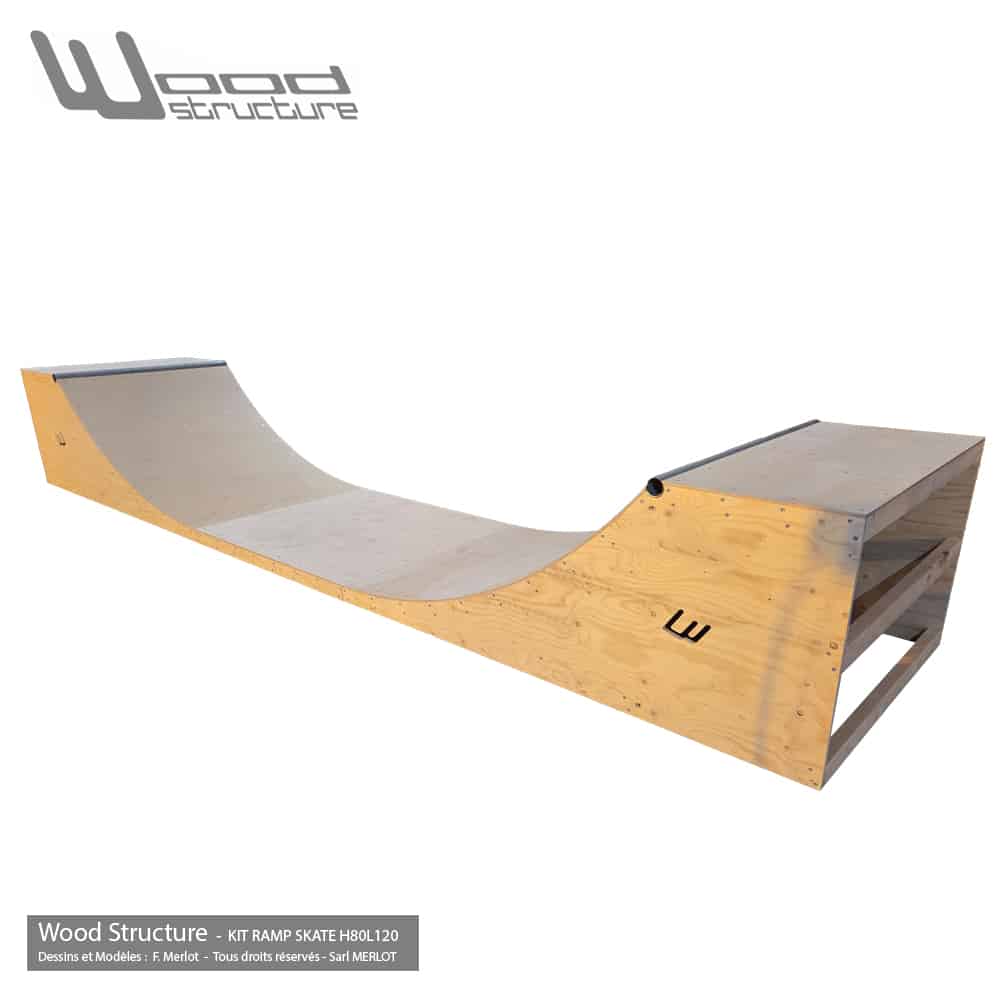 Mini Rampe skate H80L120 - Kit Mini Rampe modulable pour skate roller bmx trottinette - Kit prêt à monter - Wood Structure Skatepark