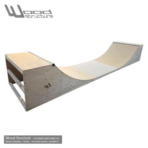 Mini Rampe skate H80L120 - Kit Mini Rampe modulable pour skate roller bmx trottinette - Kit prêt à monter - Wood Structure Skatepark