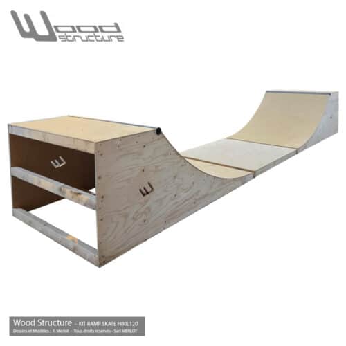 Mini Rampe skate H80L120 - Kit Mini Rampe modulable pour skate roller bmx trottinette - Kit prêt à monter - Wood Structure Skatepark