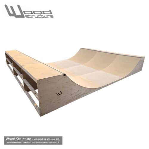 Mini Rampe skate H80L360 - Kit Mini Rampe modulable pour skate roller bmx trottinette - Kit prêt à monter - Wood Structure Skatepark