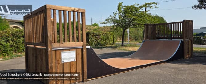Rampe skate RSWH100L240 - Skatepark de Montlouis-sur-Loire - 37 - Indre-et-Loire - Région-Centre Val de Loire - Fabriquée par Wood Structure et la Sarl MERLOT Richelieu (37) Concepteur et fabricant de Skatepark depuis 1990